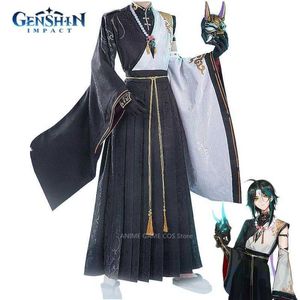 Anime Costumes Anime Genshin Impact Project COS Xiao Ancient Come Game Cosplay Clothing Full Set Mandrill Suitable For Men Role Playing Suit Z0301