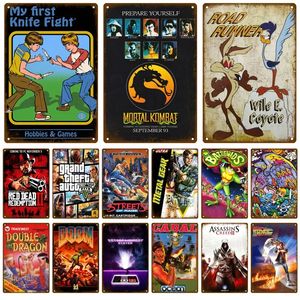 Gamer art painting Retro Tin Sign Poster Vintage Wall Poster Metal Sign Decorative Wall Plate Kitchen Plaque Metal Vintage Decor Accessories Size 30X20CM w02
