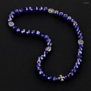 Strand CottvoCross St Benedict Hands Holding Prayer Rosary Bracelet Double Laps Blue Crystal Beaded Chain Church Blessed Jewelry