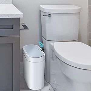 Atık kutular dar banyo akıllı çöp kutusu 9L elektronik otomatik atık çöp bintoilet su geçirmez akıllı sensör çöp kutusu 230303