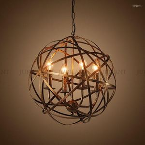 Lampade a sospensione American Retro Industrial Wind Cafe Iron Ball 4 Lampadina E14 Lampadari Europeab Loft Creative Home Deco Living Room Pen