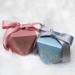 Opakowanie prezentów 20/50pcs Diamentowe cukierki torby na prezenty ślubne Opakowanie papierowe Favours Baby Shower Party Dekoracja Wstążka