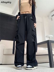 Kvinnors byxor capris last mopping byxor kvinnor streetwear harajuku retro amerikansk stil hipster baggy estetiska byxor vintage hög midja mujer 230306