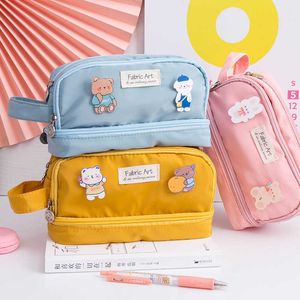 Pencil Bags Korea Cute Pencil Cases for Girls Pencilcase Waterproof Canvas School Makeup Bag Pencil Pouch Pen Box Kawaii Stationery J230306