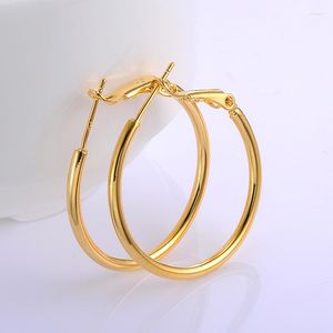 Hoop Earrings Yellow Gold Filled Circle Big Fashion