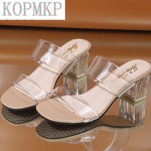 Sandals Clear Heels Slippers Women Sandals Summer Shoes Lady Transparent PVC High Pumps Wedding Jelly Buty Damskie High Heels 230306