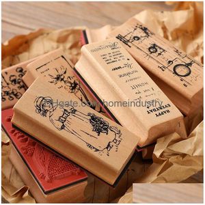 Briefmarken Yoofun Vintage Wood Gummi Blume Pretty Lady Standard Stamp Stempel für Scrapbooking Journals Student DIY Accesorries Drop Deli Dhmuu