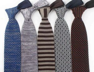 New 6Cm Vintage Slim Knitted Tie For Men Business Leisure Skinny Tie Burgundy Colorful Striped Dots Fashion Retro Ties corbatas L23226550