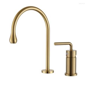 Badrumsfläckkanor Full koppar och kylbassäng Tvådelar Set Two-Hole Split Faucet Creative Gold Black Bathtub