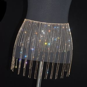 Waist Chain Belts Water Drill Tassel Skirt Dress With Rhinestones For Women Luxury Fashion Sexy Body Jewelry Beach Belly Chain Dance Accessorie 230306