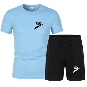 Nya sommaren herrspårar modesportkläder jogging t shirt kostym strand shorts t shirt sport boll kostym avslappnad kostym mäns kostym märke logotyp