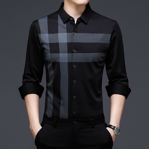 Men's Casual Shirts BROWON Casual Men Shirts Spring Autumn Striped Design Vintage Style Shirt Long Sleeve Business Party Tops Anti-wrinkle 230303