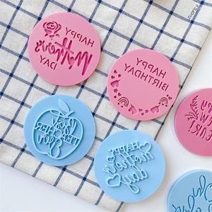 Baking Moulds 2023 Birthday Easter Cake Tool Baby Happy Mother Father's Day Letter Embossed Cutter Mold Cookie Stamp Fondant Decoration