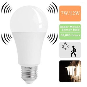 Lampadina LED intelligente Lampada sensore radar in alluminio rivestito in plastica Luci sensibili automatiche Lampadine 85-265 V