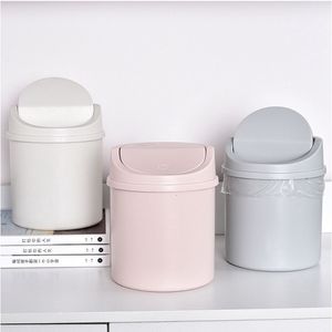 Avfallsbackar Mini Desktop Bin Small Trash Can Tube med Cover Bedroom Trash Can Garbage Can Clean Workspace Storage Box Home Desk Dustto 230306