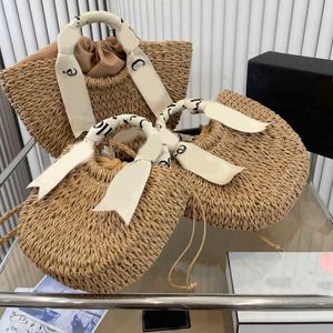 Three Sizes Beach Bags Straw Weavn Basket Totes Handbag Letters Women Brand Designer Messengers Purses For Holidays 230216