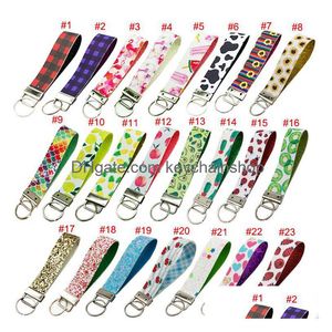 Keychains Lanyards Faux Leather Keychain Wrist Key Fob Template Lanyard Cute Stberry Wristlet Gift For Women Drop Delivery Fashion Dhdvb