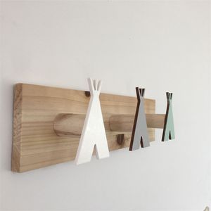 Hooks Rails Nordic Wooden Tent Hooks Wall Decorative Hook Kids Room Decorations Ornaments Baby Clothing Hanger Rack Gifts Crafts 230303