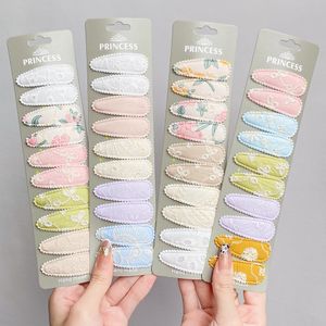 10 Teile/satz Frauen Süße Stickerei Druck Waterdrop Form Haar Clips Für Nette Mädchen Haarnadel Haarspange Headwear Kinder Haar Zubehör