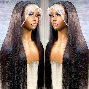 Perucas Sintéticas 30 Polegada Transparente 13x6 Lace Front Human Hair Wigs Brazilian Bone Straight Human Hair Rendas Frontal Wigs Para Mulheres Pré Arrancado W0306