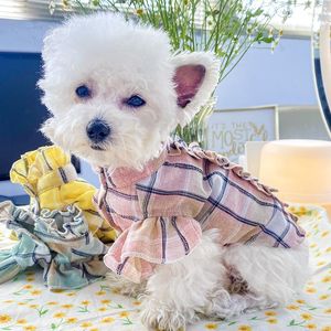 Abbigliamento per cani Moda Camicie per animali domestici Vestiti scozzesi traspiranti estivi per cani di piccola taglia T-shirt per cuccioli Teddy Bichon