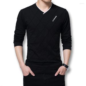 Camisetas masculinas ICPANs de manga comprida camisa masculina preta cinza branco V Camise