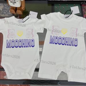 2023 New Newborn Baby Bebe Pagliaccetto in cotone stampato 0-2Y Pagliaccetti Toddle Baby Body Vendita al dettaglio Neonati Vestiti per bambini Tute per bambini Abbigliamento 0-24 mesi bianco 3A qualità