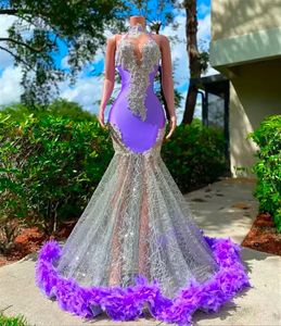 Evening Dresses New Prom Party Gown Formal Custom Sweep Train Mermaid Trumpet Applique Plus Size Sequined Halter Sleeveless Satin Backless