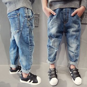 Jeans Warme Jungen Jeans Winter Dicke Jean Teenager Jungen Blau Pantalon Casual Hosen gebrochen loch Hose Denim Hosen Für Kleinkind junge Kinder 230306