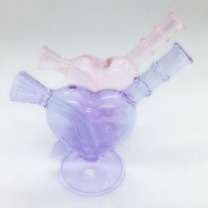 Renkli Mor Pembe Pyrex Kalın Cam Borular Köpük Filtresi Aşk Kalp Kılıçları Kuru Bitki Tütün Tütün Haddeleme Sigara Sigara Tutucu Waterpipe Bong Sigara Tüpü