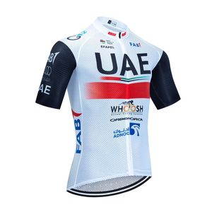 2023 Summer UAEチームサイクリング半袖ジャージーメン100％ポリエステルクイックドライバイクシャツ屋外自転車スポーツウェアroupa ciclismo y23030607