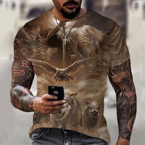 Men's T Shirts Summer Men and Women 3D Animal T-shirt Casual Old Man Driving Wolf Stick Print Street Trend Fashion Tops Party Camping Wear.