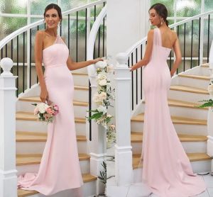 Pink Bridesmaid Dresses Sexy Mermaid Sheer Strap One Shoulder Maid of Honor Gowns Wedding Guest Party Wears Custom Made BC15347