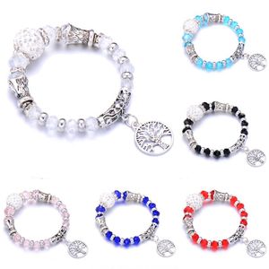 Armreif Baum des Lebens Perlenarmband Frau Charm Rosenkranz Yoga Holz für Frauen Männer Schmuck Perlen Stretch