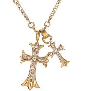 Double Cross Pendant Necklaces Decoration Light Luxury Design Accessories Men's and Women's Sweater Chain