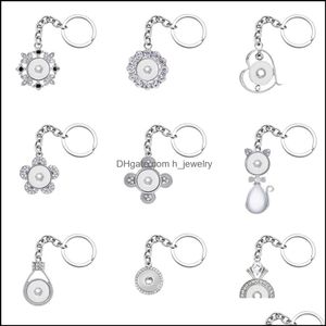 Keychains Lanyards Noosa Fashion Flowers Cat Cross Heart Rhinestone Snap Key Chains Fit 18Mm Buttons Keyrings Drop Delivery Accesso Dhghq