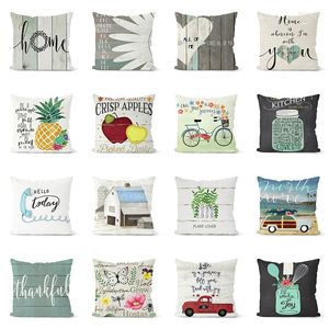 Pillow American Country Style Farmhouse Covers Hand Painted Polyester Christmas Pillows Cover Modern Simple Sofa Throw