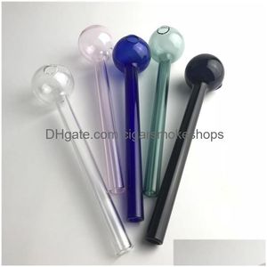 Rökpipor xxl Big Bowl Oil Burner Glass Pipe med 5 tum tjock Pyrex Clear Pink Blue Green Black Colorf Drop Delivery Home Garde Dhqme