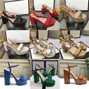 Designer Leather Lock IT Sandal Women Platform Sandals Luxury High Heels Metallic Laminate Leather Middle High Heel Sandal Summer Wedding Dress Shoes With Box NO261