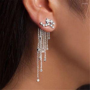 Dangle Earrings Simple Star Tassel Drop For Women Elegant Leaves Flower Zircon Long Wire Pendants Party Jewelry