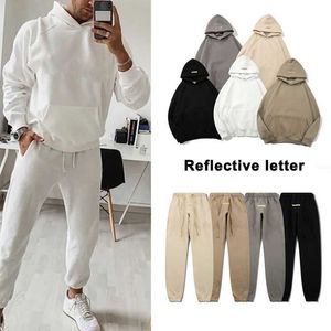 Ess designer hoodies för män kvinnor pullover hoody tröja brev tryckt långärmad crewneck lös huva tröja vit svart bomull iz12