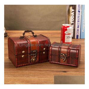 Party Favor Wooden Pirate Jewellery Storage Box Case Holder Vintage Treasure Chest 2Pcs Set Drop Delivery Home Garden Festive Supplie Dhb7N