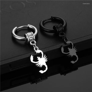 Hoop Earrings 1PC Punk Retro Silver Black Stainless Steel Scorpion Pendant Animal Clip Men Jewelry