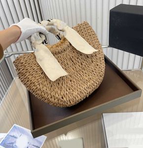 Three Sizes Beach Bags Straw Weavn Basket Totes Handbag Letters Women Brand Designer Messengers Purses For Holidays summer 230216