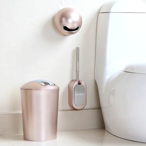 Waste Bins Golden Luxury Rolling Cover Type Trash Can for Bathroom Wall Mounted Paper Towel Holder Toilet Brush 230306
