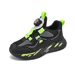 2023 Fashion Hotsale Sapatos infantis rosa cinza vermelho preto Verde Botão rotativa Botão de malha respirável Sapatos casuais coloridos5