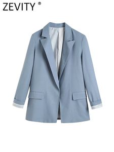 Ternos femininos Blazers zevity feminino moda de moda entalhada colar