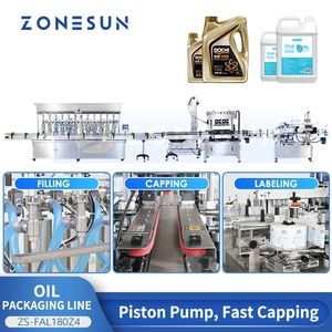 ZoneSun 5L Filling Machine Pultgaging Puppant Line Line Масло начинка с круглыми плоскими бутылками двойная маркировка zs-fal180z4