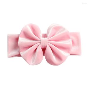 Hair Accessories Cloth Elastic Big Bow Band Gold Velvet Baby Holiday Circle