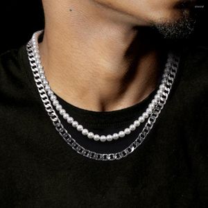 Colares pendentes de imitação de pérolas de imitação de pingentes homens homens feitos de pescoço de hip-hop de pescoço de hip-hop para mulheres presentes